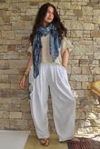 Lindin Linen Blend Crochet Flower Barrel Pant White
